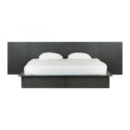 Manchester - Contemporary Platform Dark Grey Bed with Drawers