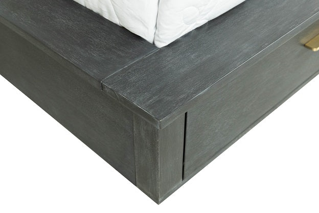 Manchester - Contemporary Platform Dark Grey Bed with Drawers