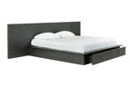 Manchester - Contemporary Platform Dark Grey Bed with Two Nightstands - Contemporary Platform Dark Grey Bed with Two Nightstands