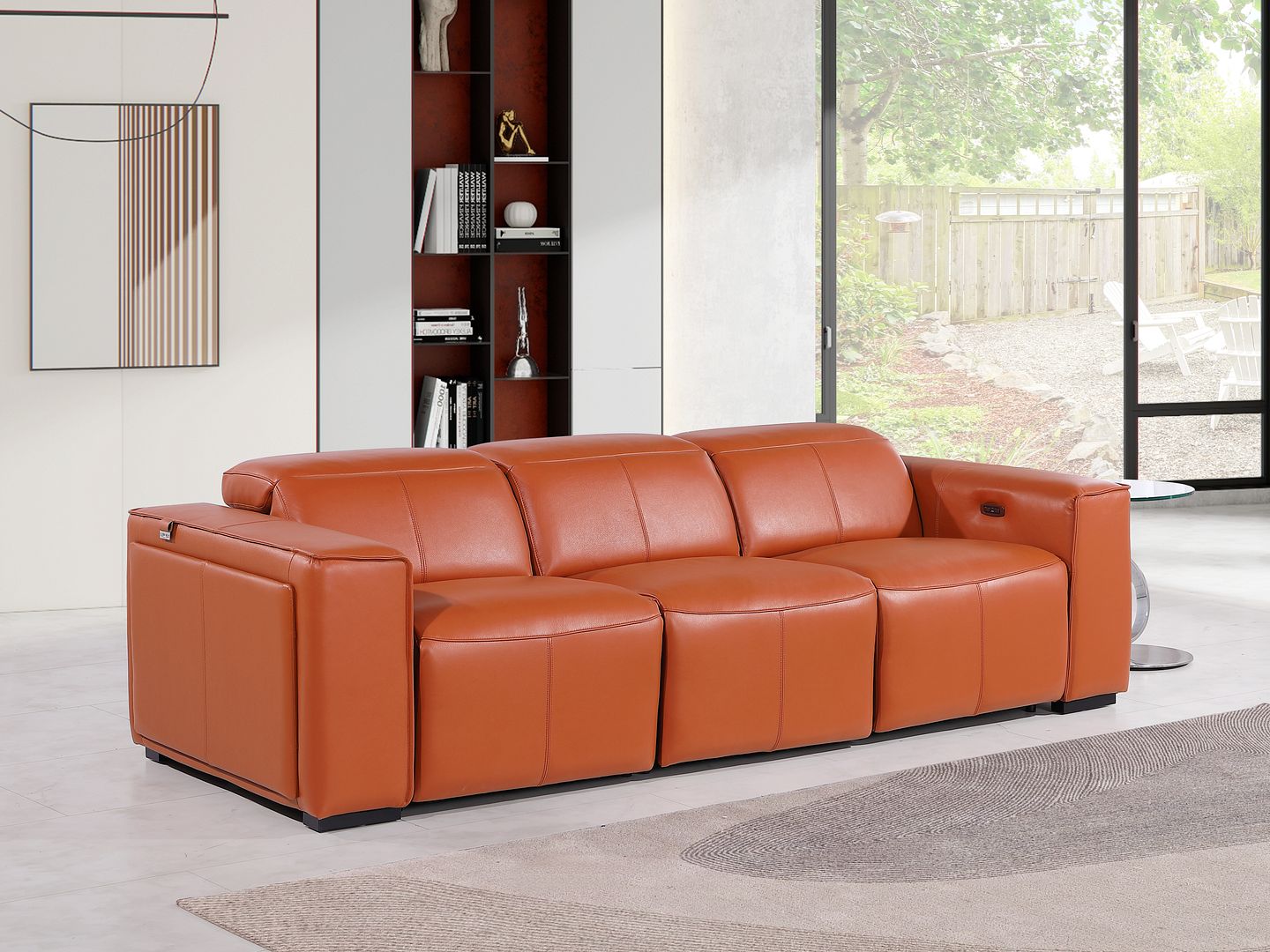 1224 Divanitalia 3-Piece Modular Power Reclining Sofa in Top Grain Italian Leather with 3 Power Recliners & Power Headrests - Camel