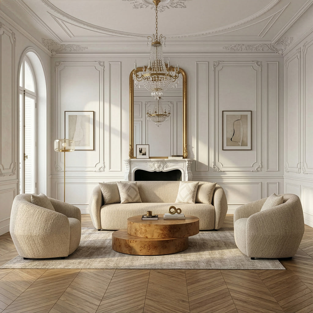 Belinda - Modern Beige Fabric 3 - Seat Sofa