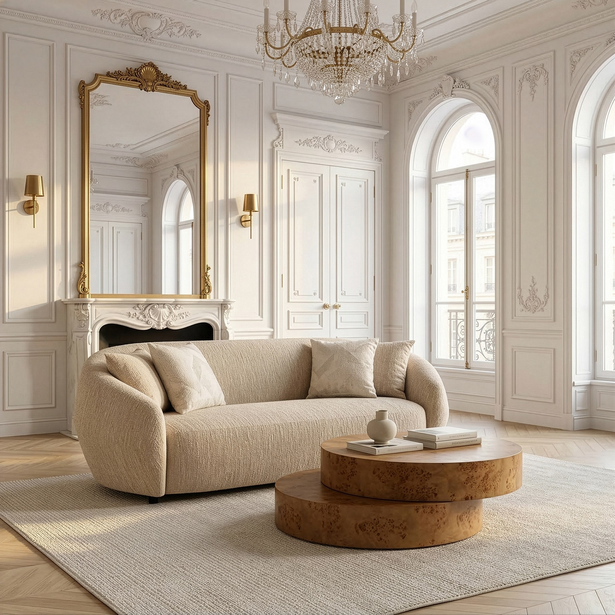 Belinda - Modern Beige Fabric 3 - Seat Sofa