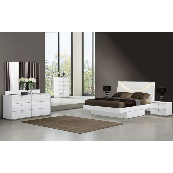 Bellagio - White 4PC California King Bedroom Set - White - SKU BELLAGIO-SET-WHITE-CK