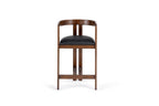 Belton - Modern Black Vegan Leather + Brown Oak Counter Chair