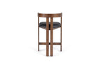 Belton - Modern Black Vegan Leather + Brown Oak Counter Chair