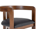 Belton - Modern Black Vegan Leather + Brown Oak Counter Chair