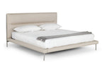 Eastern King Bergeron + Lorenzo - Contemporary Cream Fabric + Light Oak 4-Piece Bedroom Set - Contemporary Cream Fabric + Light Oak 4 - Piece Bedroom Set