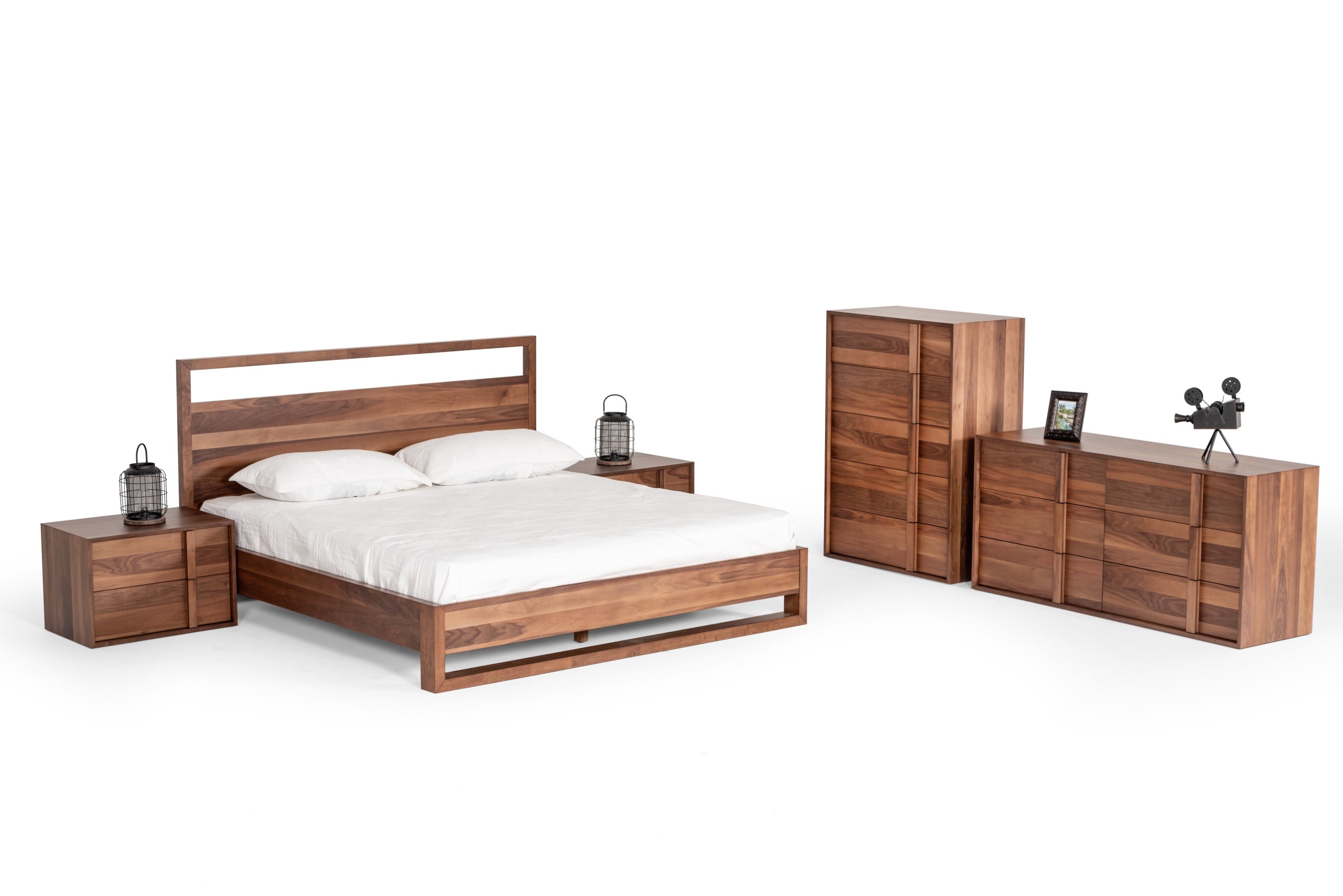 Berlin - Modern Walnut Bed - Modern Walnut Bed