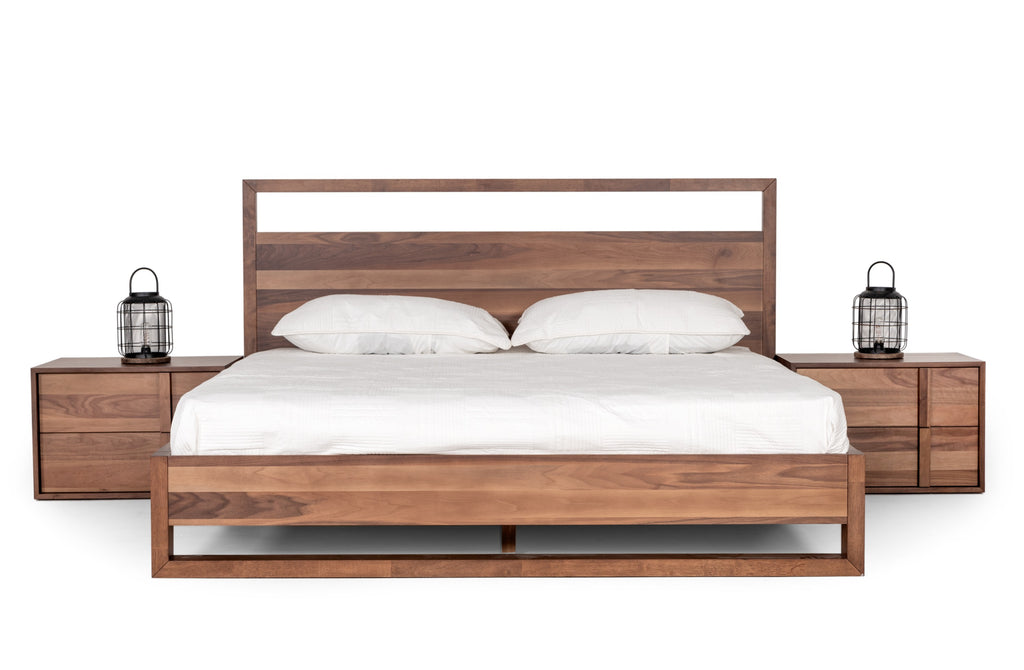 Berlin - Modern Walnut Bed - Modern Walnut Bed - Queen