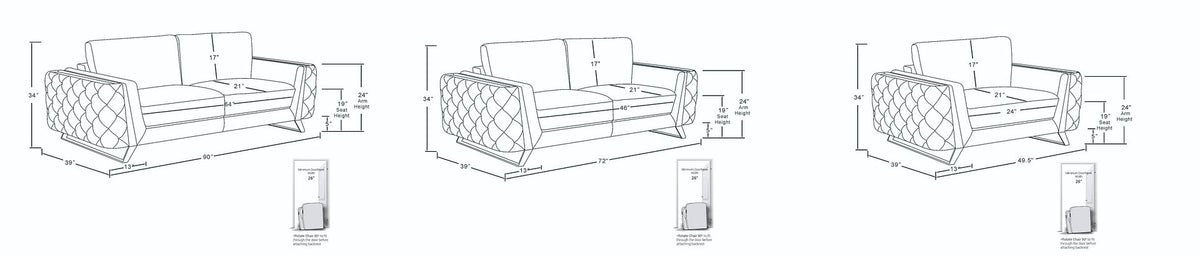 1050 Divanitalia 2-Piece Sofa Set in Top-grain Italian Leather - White - SKU 1050-WHITE-3PC - view 15