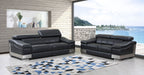 415 Divanitalia 2-Piece Sofa Set with Adjustable Headrest in Top-grain Italian Leather - Black - SKU 415- BLACK 2PC (S/L) - GROUP