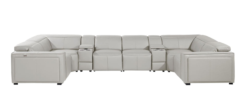 1224 Divanitalia 8-Piece U-Shaped Sectional Sofa in Top Grain Italian Leather with 4 Power Recliners & Power Headrests