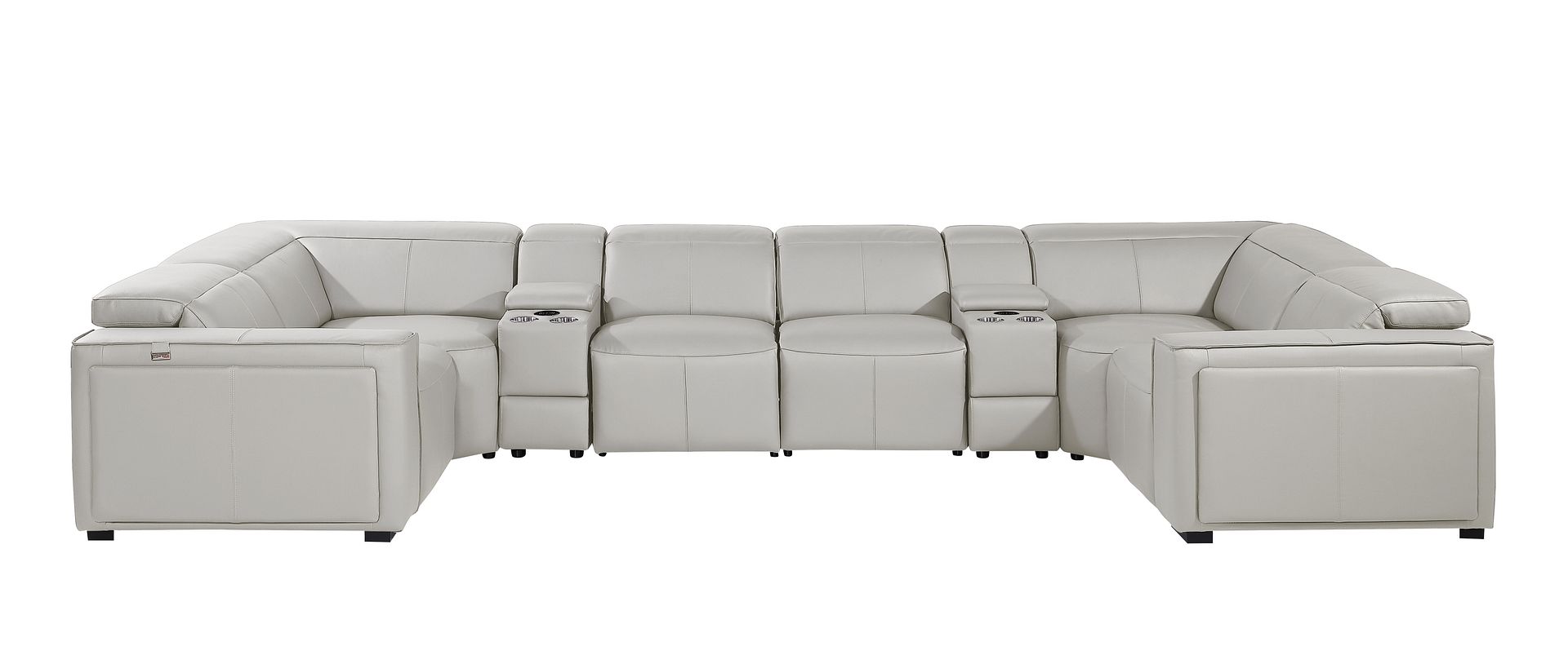 1224 Divanitalia 8-Piece U-Shaped Sectional Sofa in Top Grain Italian Leather with 4 Power Recliners & Power Headrests