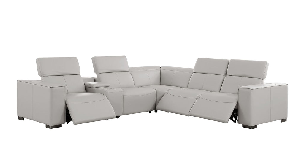 1208 6-Piece L-Shaped Leather Reclining Sectional Sofa with 3 Power Recliners