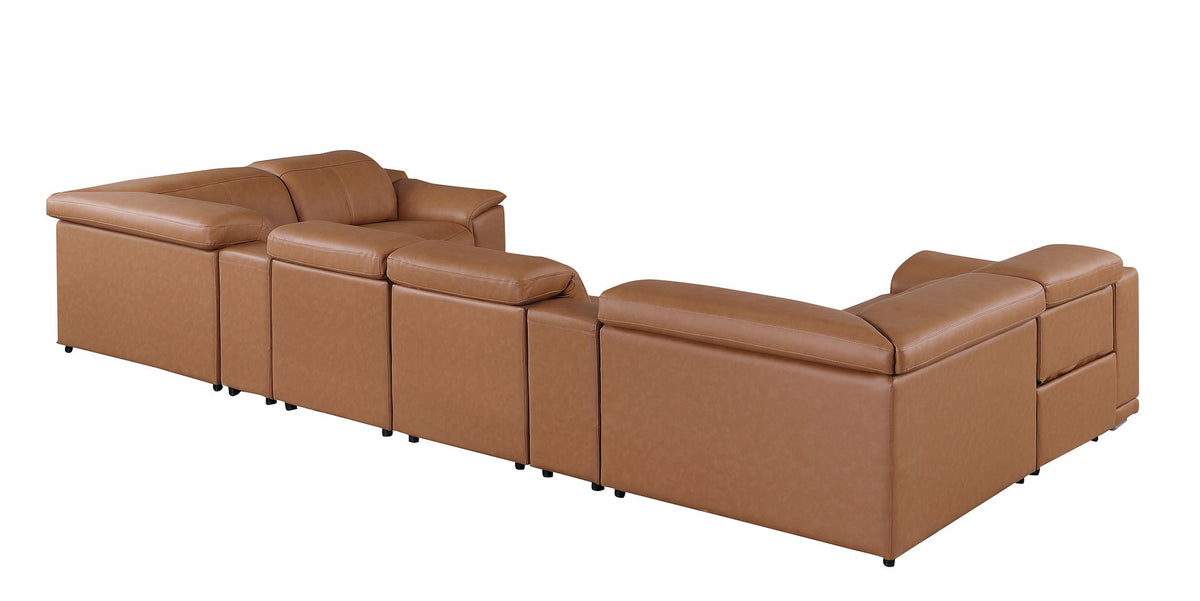 9762 Divanitalia 8-Piece U-Shaped Top Grain Italian Leather Sectional Sofa with 2 Power Recliners - Cognac - SKU 9762-COGNAC-8PC-2PWR-U-SECTIONAL-GROUP - view 7