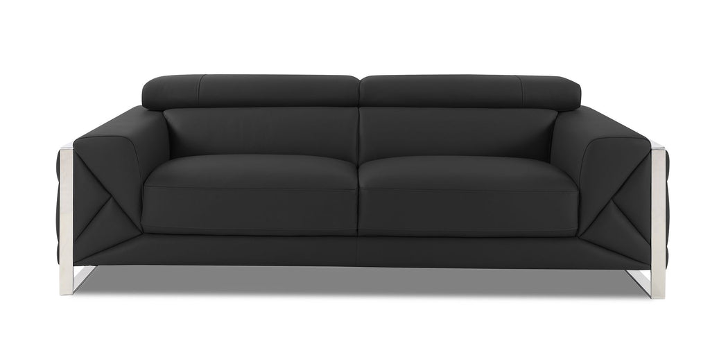 903 Divanitalia 2-Piece Sofa Set with Adjustable Headrest in Top-grain Italian Leather - Dark Grey - SKU 903- DARK GRAY 2PC (S/L) - GROUP - view 3