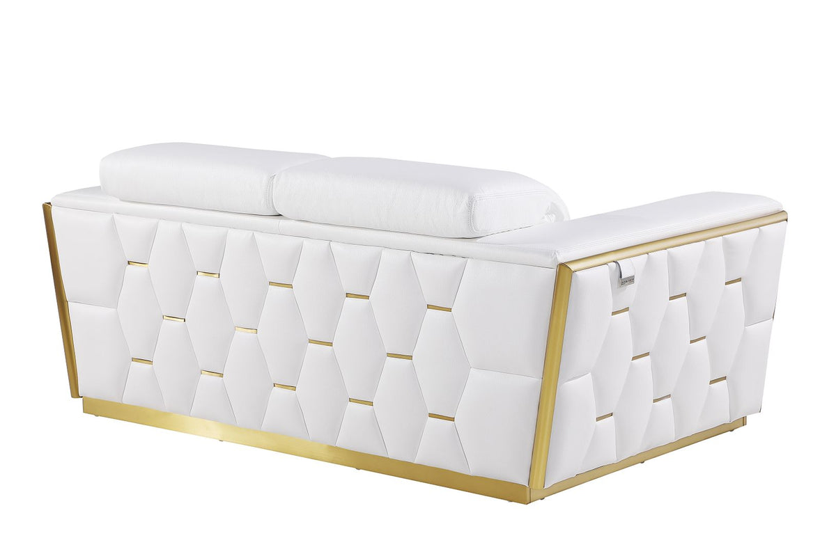 1111 Divanitalia 2-Piece Sofa Set with Adjustable Headrest in Top-grain Italian Leather - White - SKU 1111-WHITE-2PC - view 9