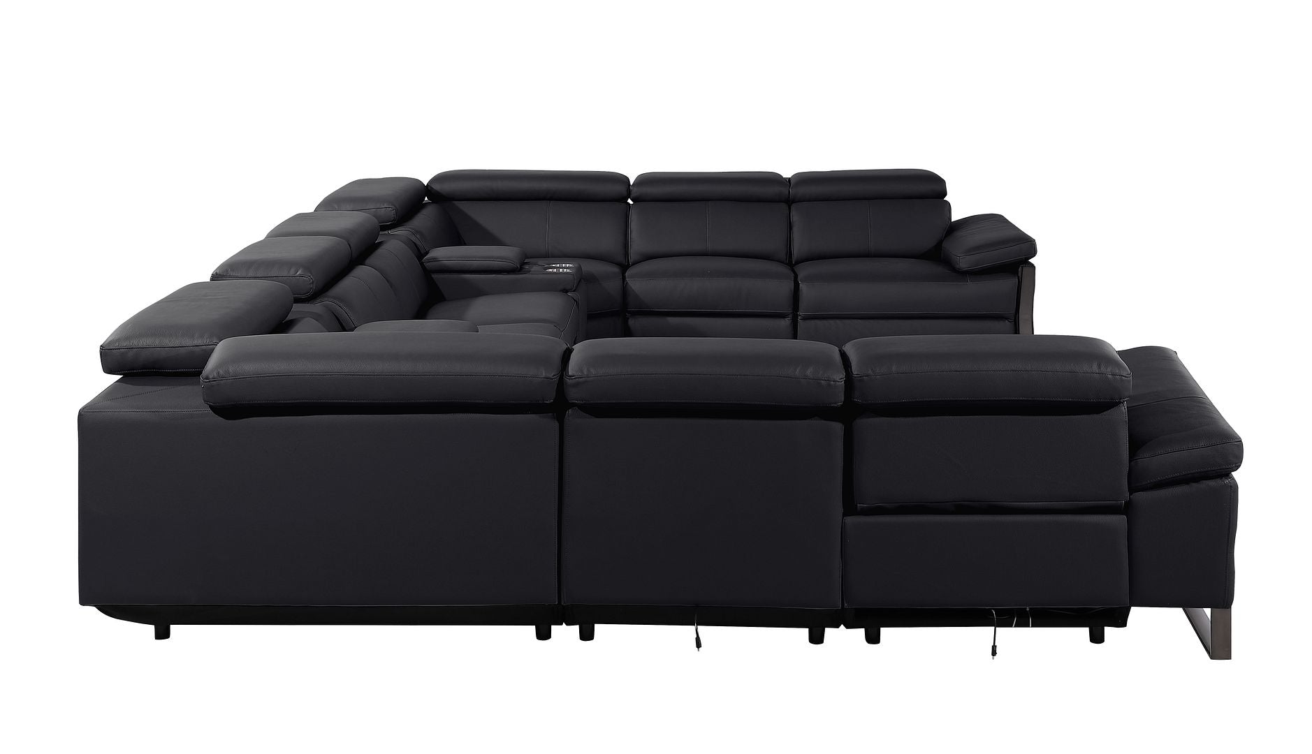 1246 Divanitalia 10-Piece U-Shaped Modular Power Reclining Sectional Sofa with 4 Power Recliners and Power Headrests - Top Grain Italian Leather