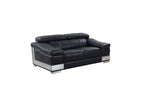415 Divanitalia 3-Piece Sofa Set with Adjustable Headrest in Top-grain Italian Leather - Black - SKU 415- BLACK 3PC (S/L/CH) - GROUP - view 6