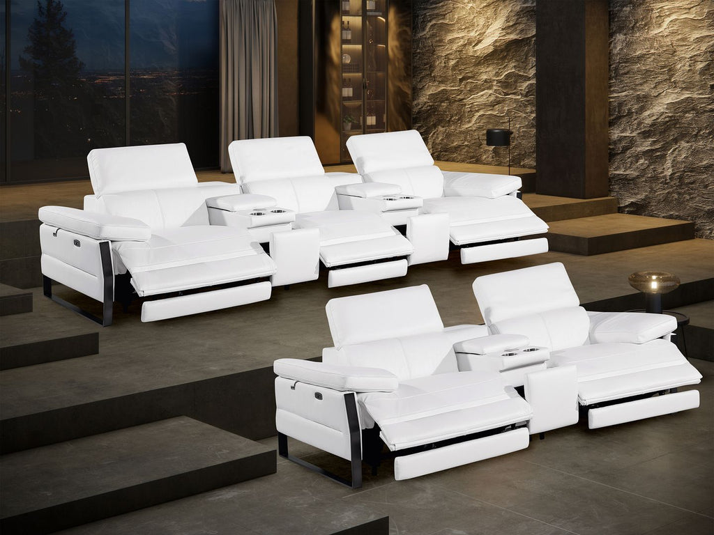 1246 Divanitalia Modular Power Reclining Dual Console Sofa and Console Loveseat Set with Power Headrests - Top Grain Italian Leather - White - SKU 1246-WHITE-8.5-HT-2PC - view 3
