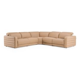 Bianca - Modern Brown Leather Sectional Sofa with 3 Recliners