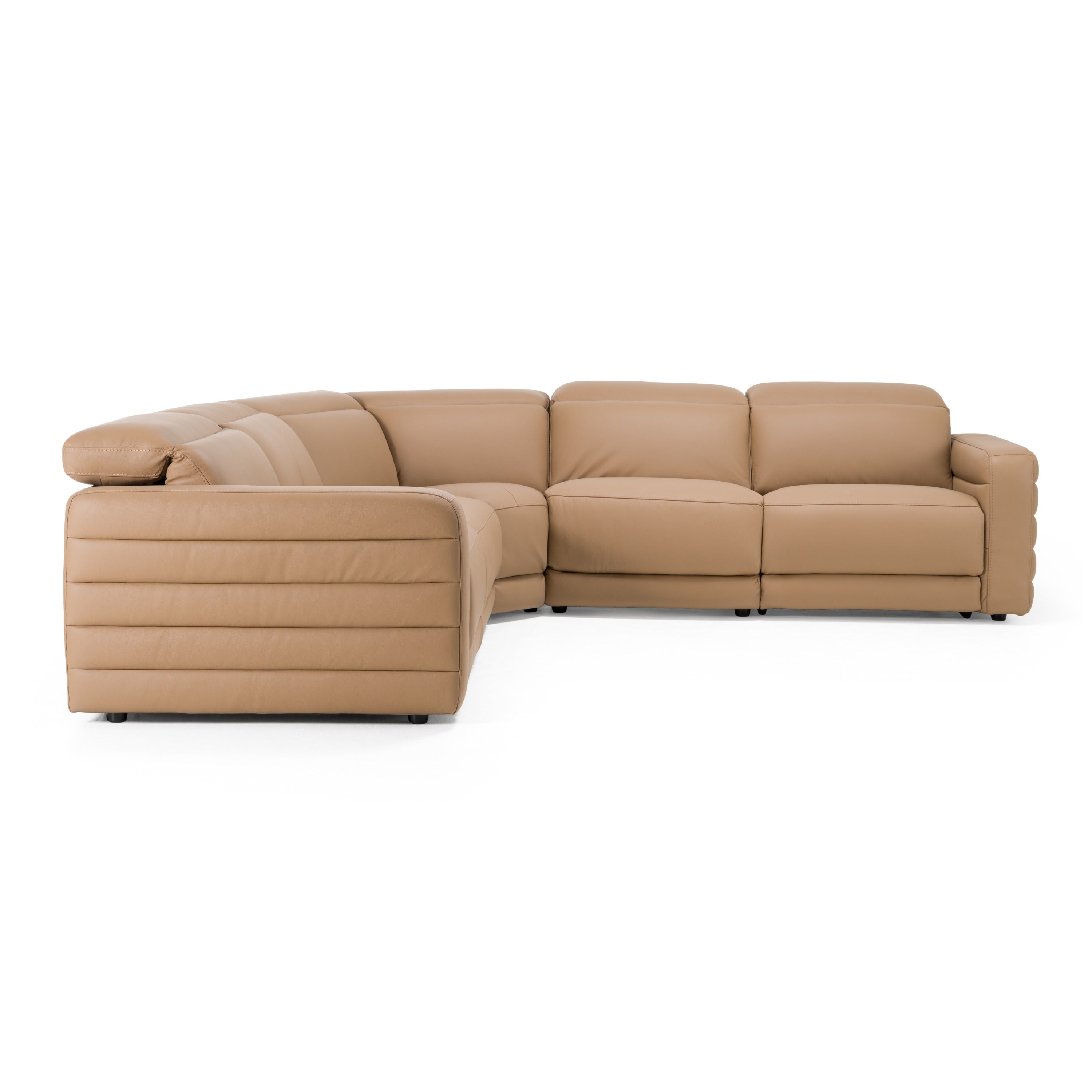 Bianca - Modern Brown Leather Sectional Sofa with 3 Recliners