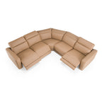 Bianca - Modern Brown Leather Sectional Sofa with 3 Recliners
