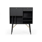 Billy Modern Black Oak & Gold Tall Buffet