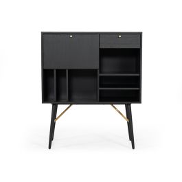 Billy Modern Black Oak & Gold Tall Buffet
