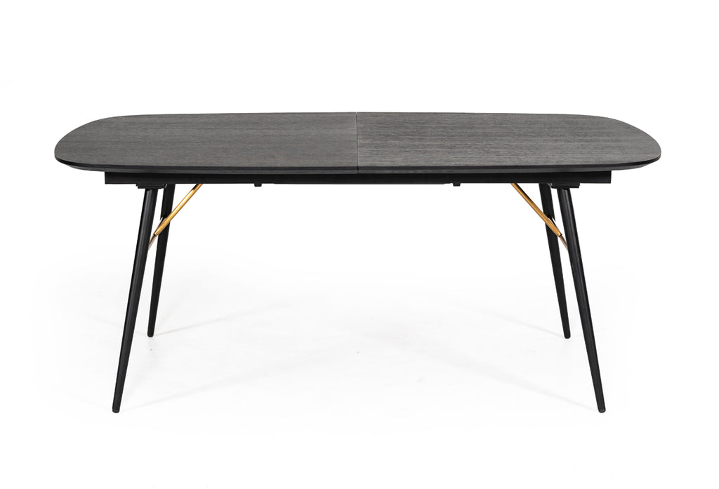 Billy Modern Black Oak & Gold Extendable Dining Table