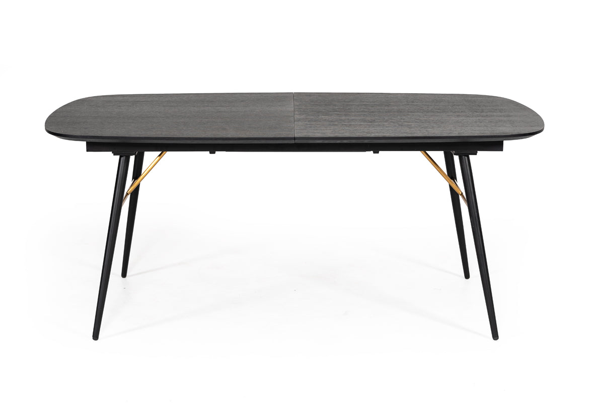 Billy Modern Black Oak & Gold Extendable Dining Table