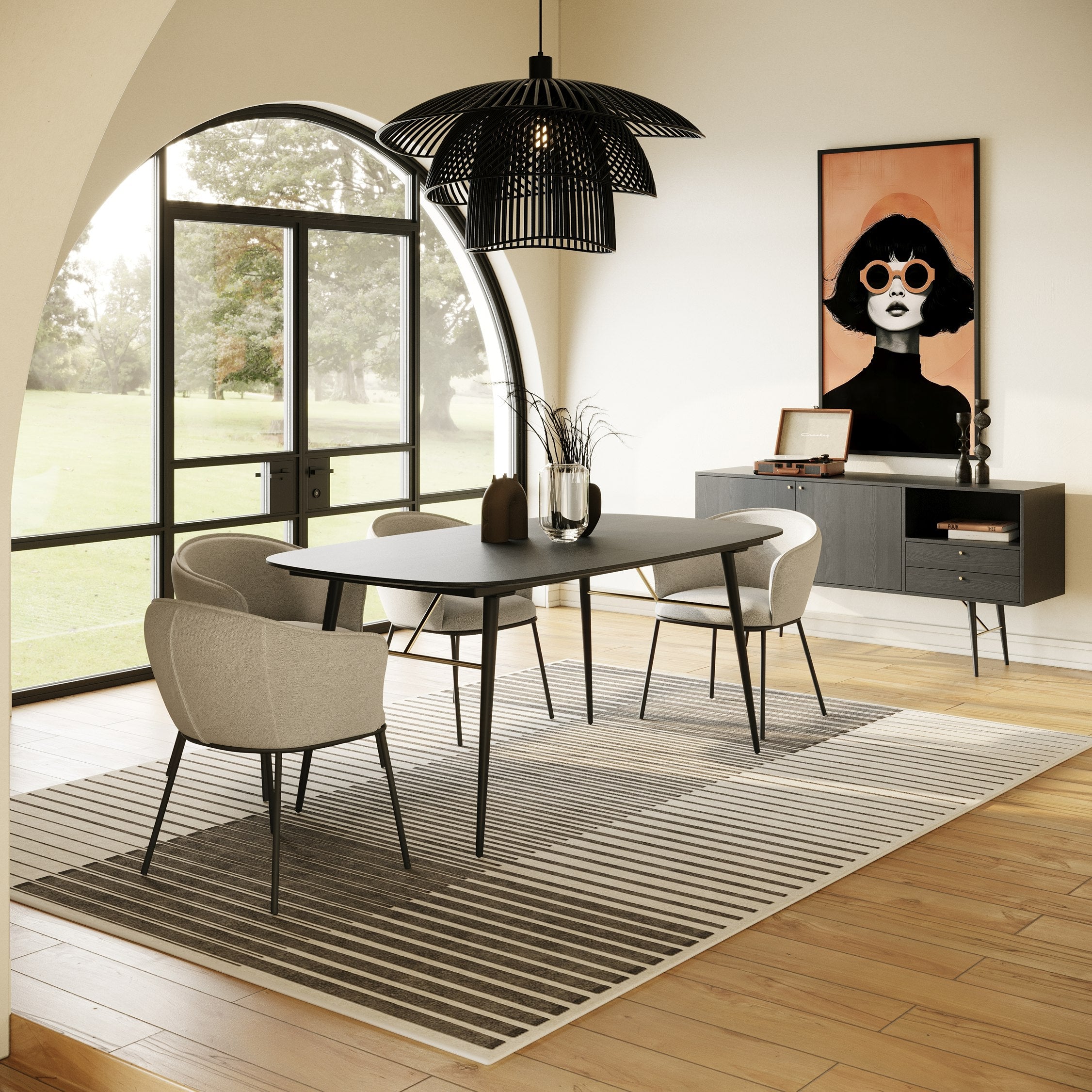 Billy Modern Black Oak & Gold Extendable Dining Table