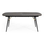 Billy Modern Black Oak & Gold Extendable Dining Table