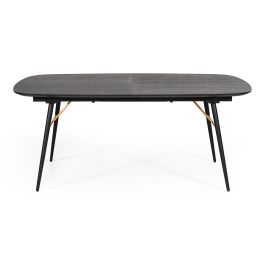 Billy Modern Black Oak & Gold Extendable Dining Table