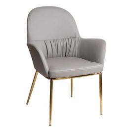 Blanton - Modern Grey Leatherette & Gold Accent Chair