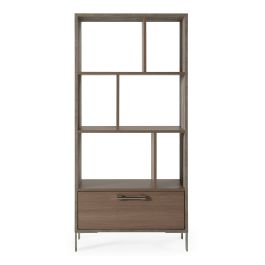 Boston Modern Brown Oak & Faux Concrete Bookcase