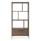 Boston Modern Brown Oak & Faux Concrete Bookcase