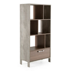 Boston Modern Brown Oak & Faux Concrete Bookcase