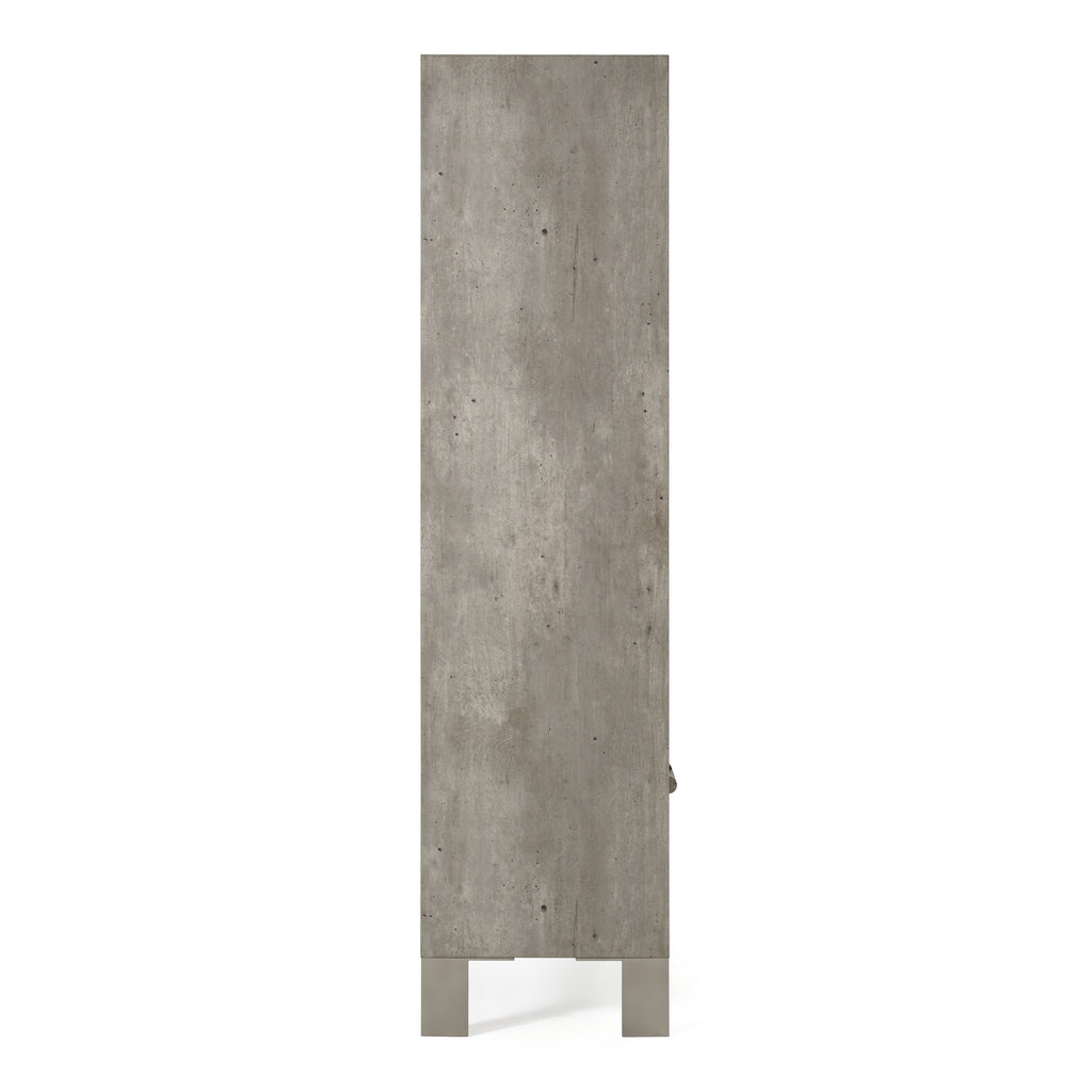 Boston Modern Brown Oak & Faux Concrete Bookcase
