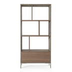 Boston Modern Brown Oak & Faux Concrete Bookcase