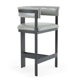 Boswell - Modern Grey Faux Leather + Black Counter Chair