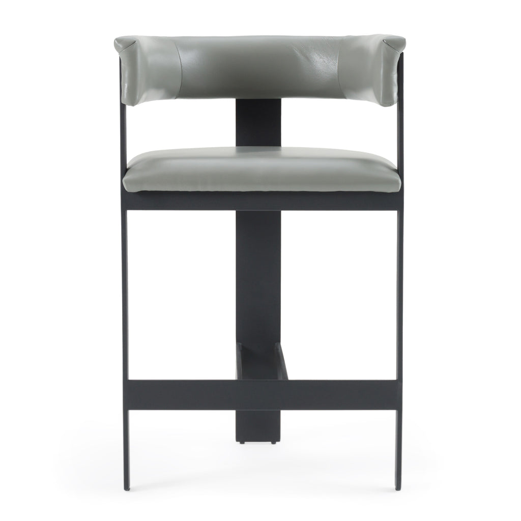 Boswell - Modern Grey Faux Leather + Black Counter Chair