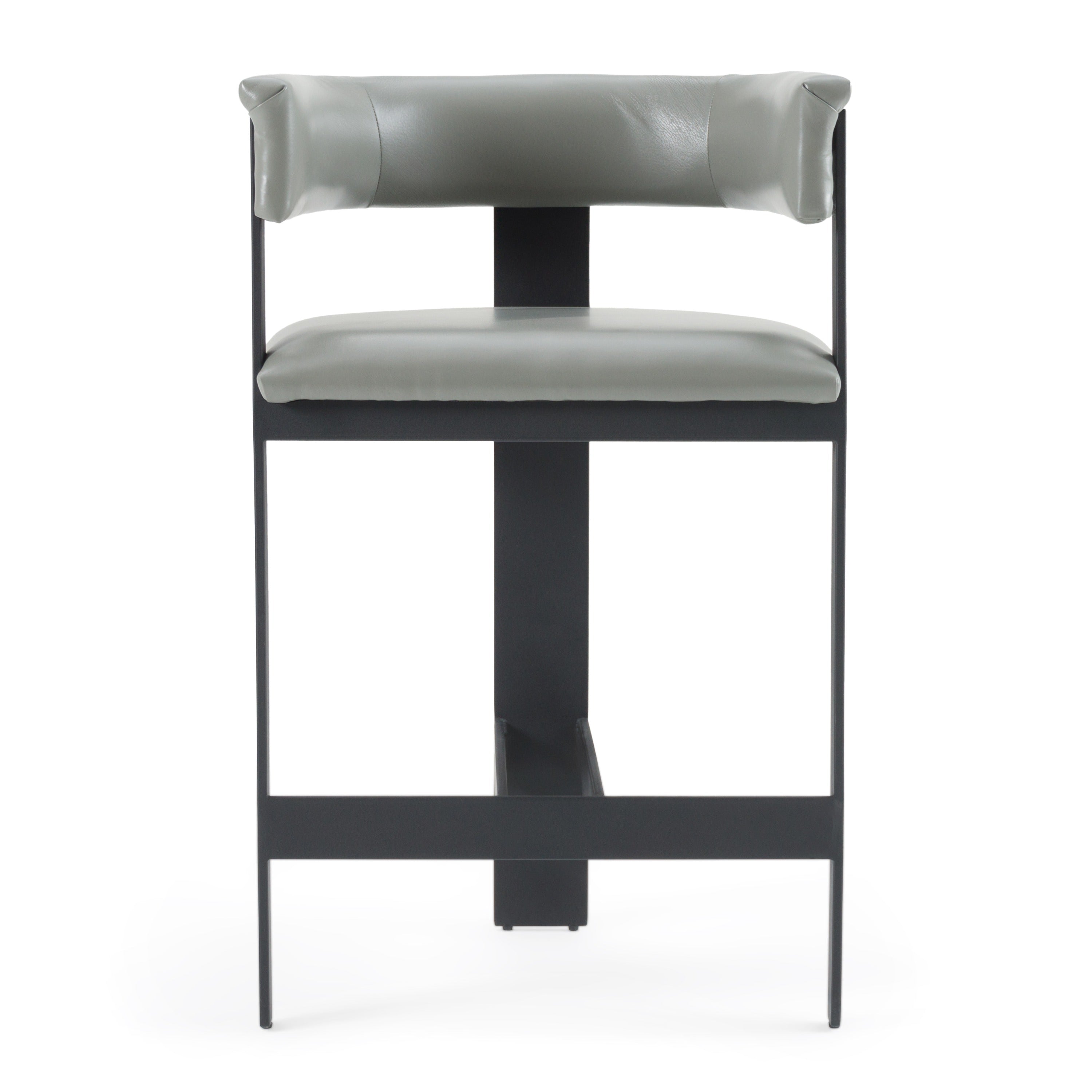Boswell - Modern Grey Faux Leather + Black Counter Chair