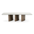 Bounty - Modern White Ceramic + Antique Brass Dining Table