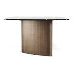 Bounty - Modern White Ceramic + Antique Brass Dining Table