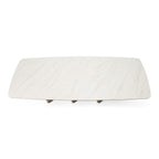 Bounty - Modern White Ceramic + Antique Brass Dining Table