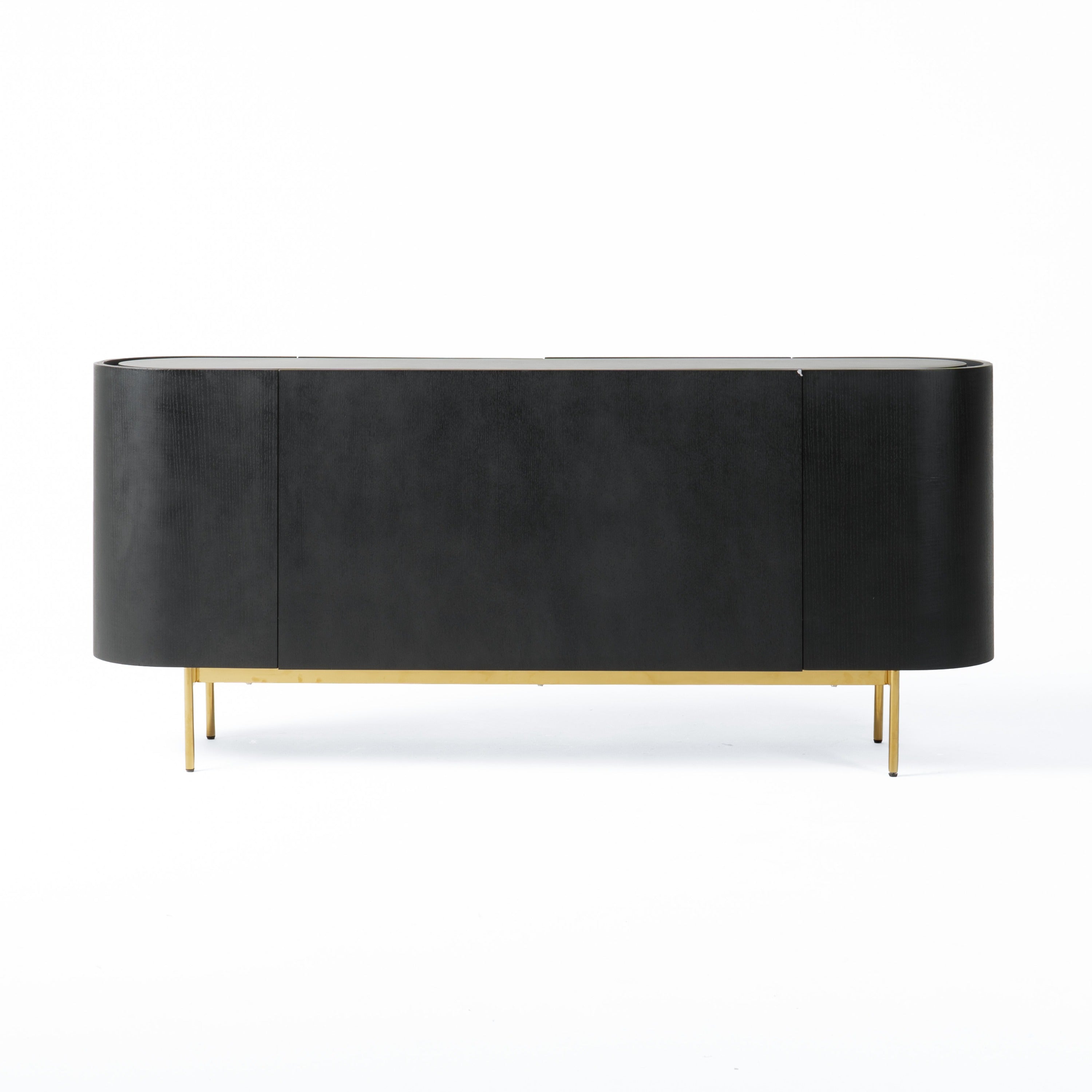 Bowie - Mid-Century Modern Black Oak + Brass Buffet