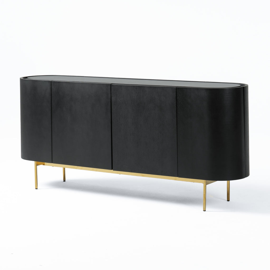 Bowie - Mid-Century Modern Black Oak + Brass Buffet