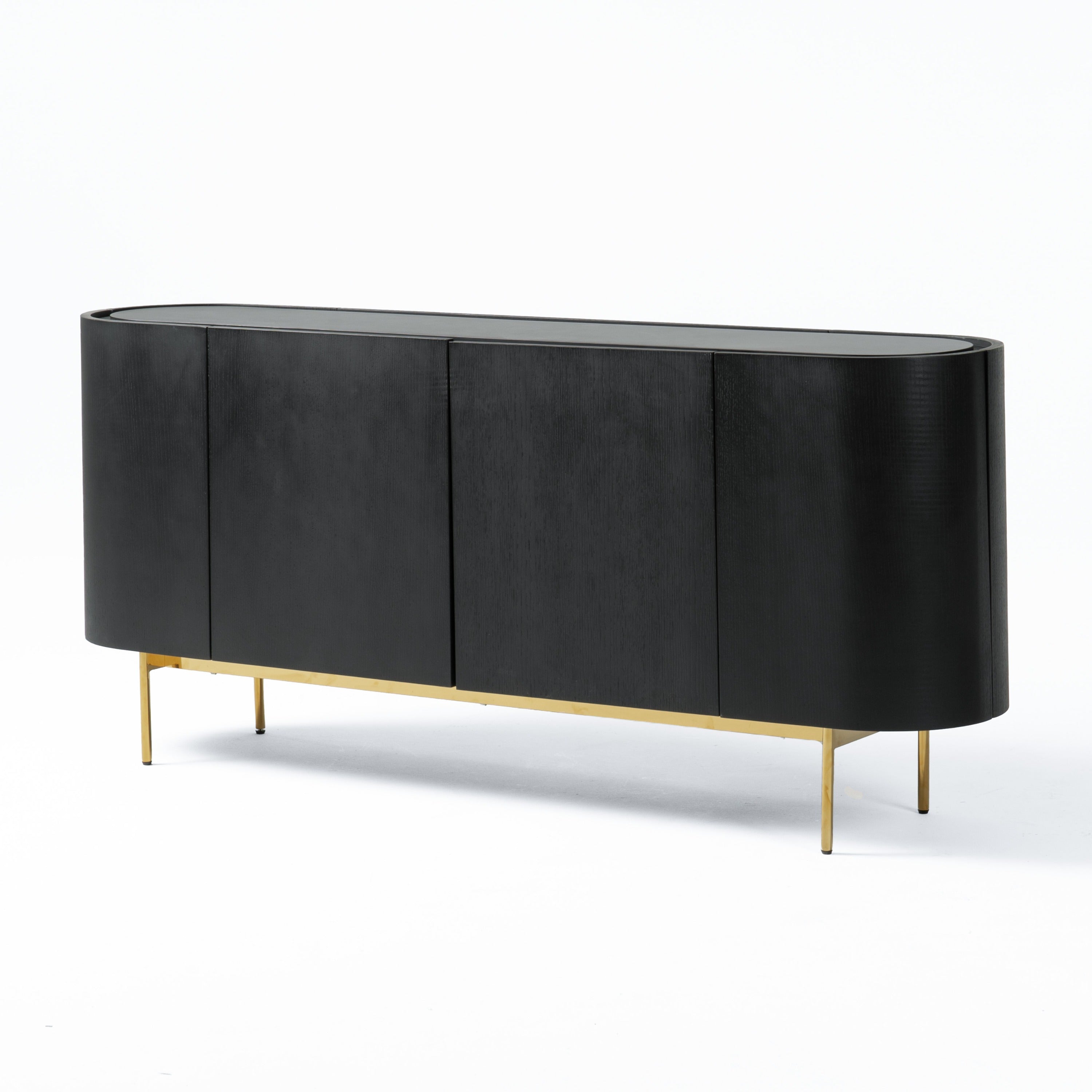Bowie - Mid-Century Modern Black Oak + Brass Buffet