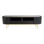 Bowie - Mid-Century Modern Black Oak + Brass TV Stand